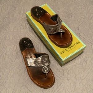 Jack Rogers pewter snakeskin sandals size 9